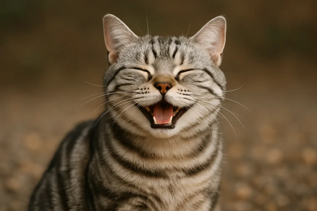 A joyful American Shorthair cat