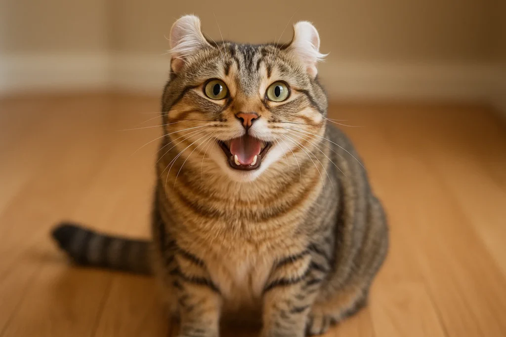 a happy american curl cat