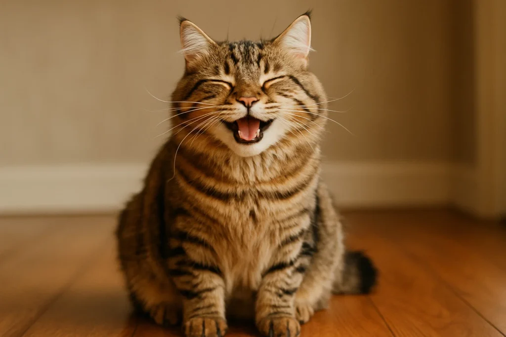 A happy american bobtail cat