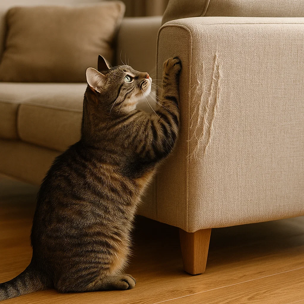 A CAT SCARTCHING FURNITURE