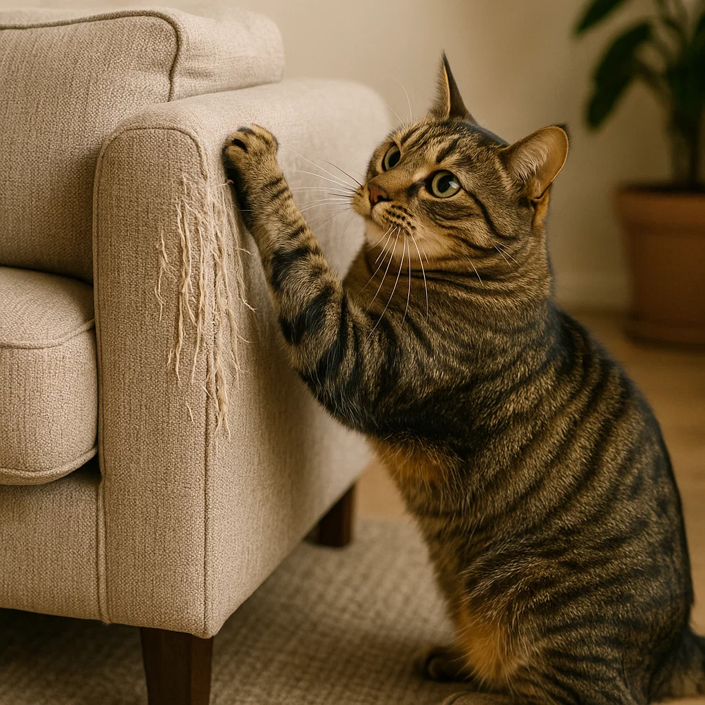 A CAT SCARTCHING FURNITURE