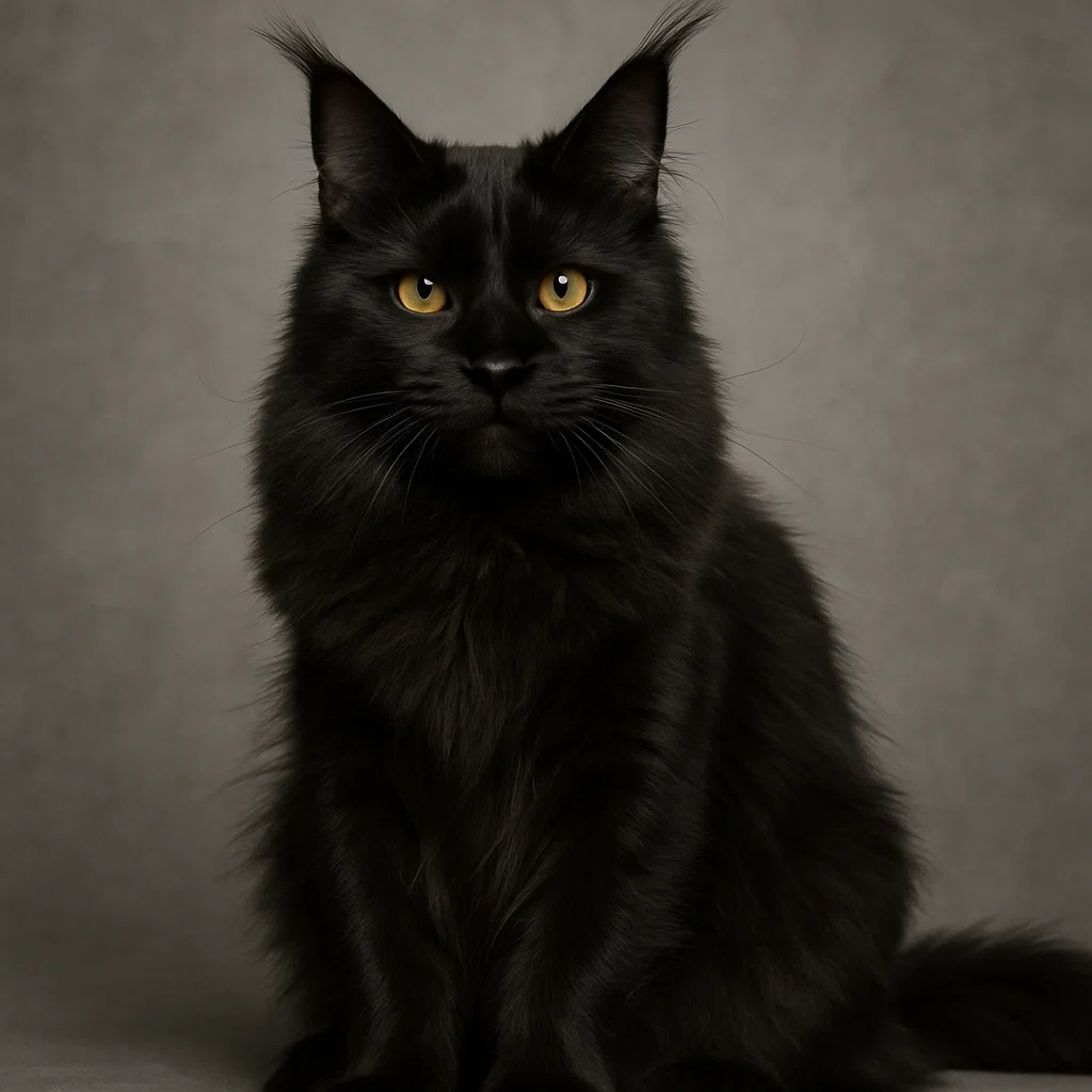 A black Maine Coon cat posing