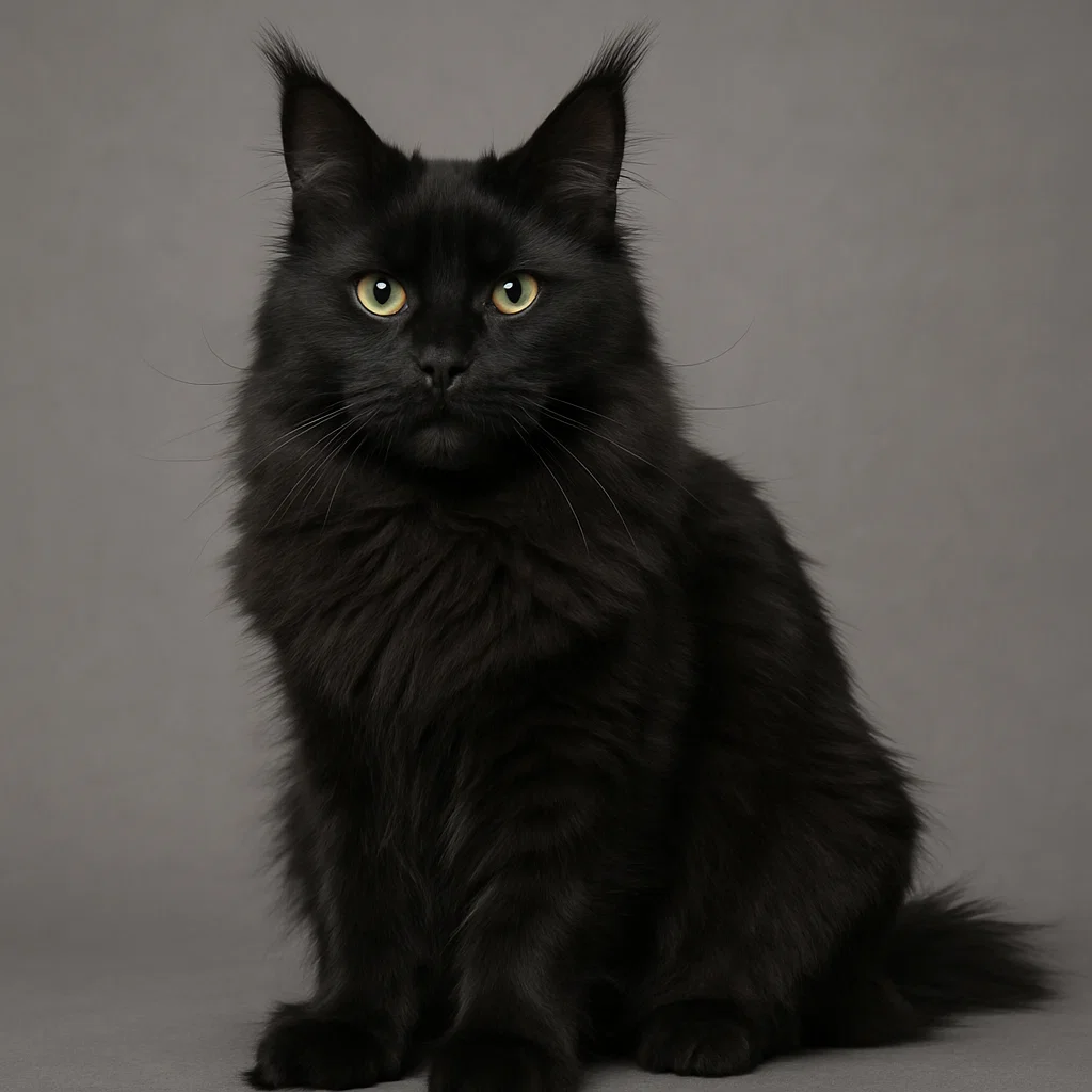 A black Maine Coon cat posing