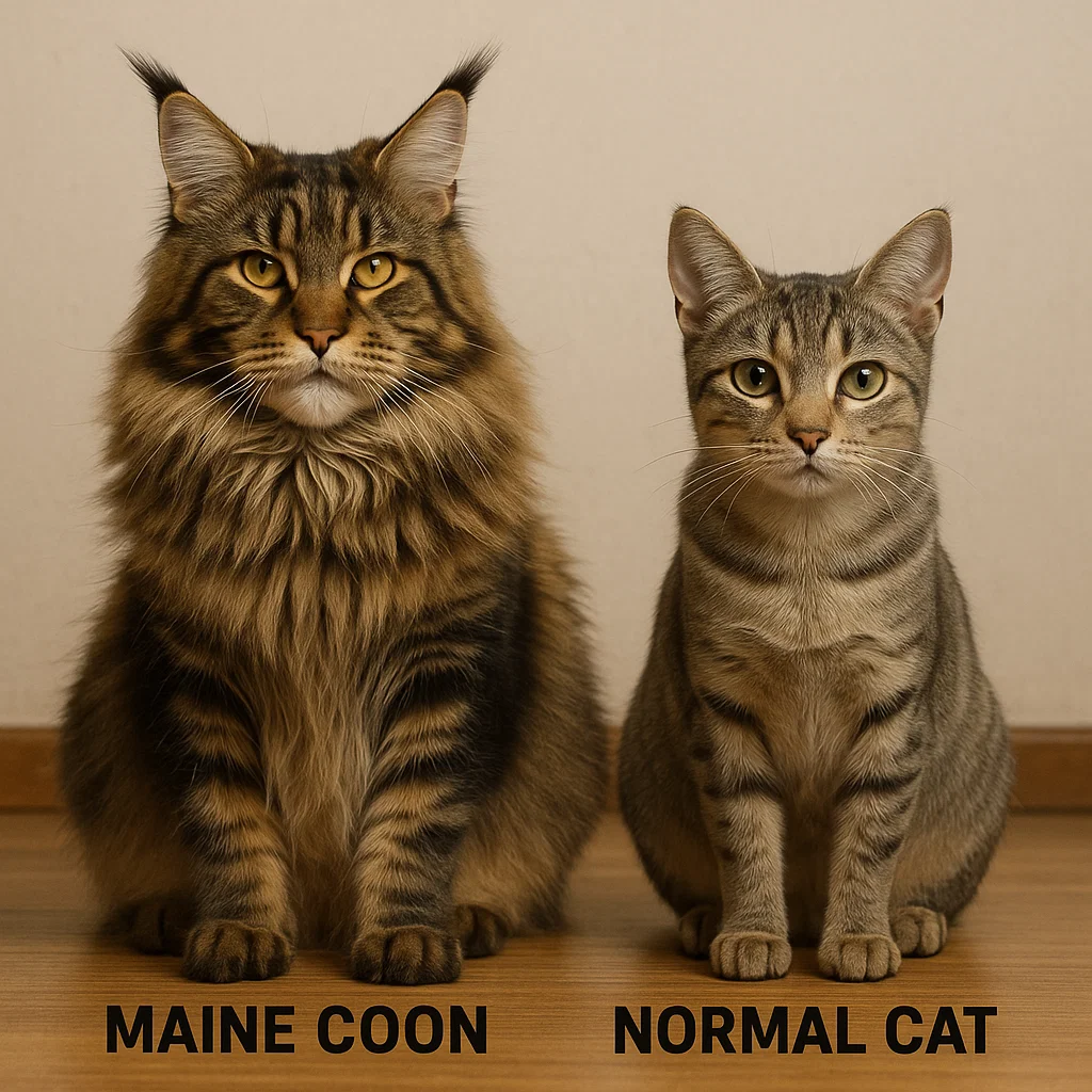 Maine Coon Compared to Normal Cat