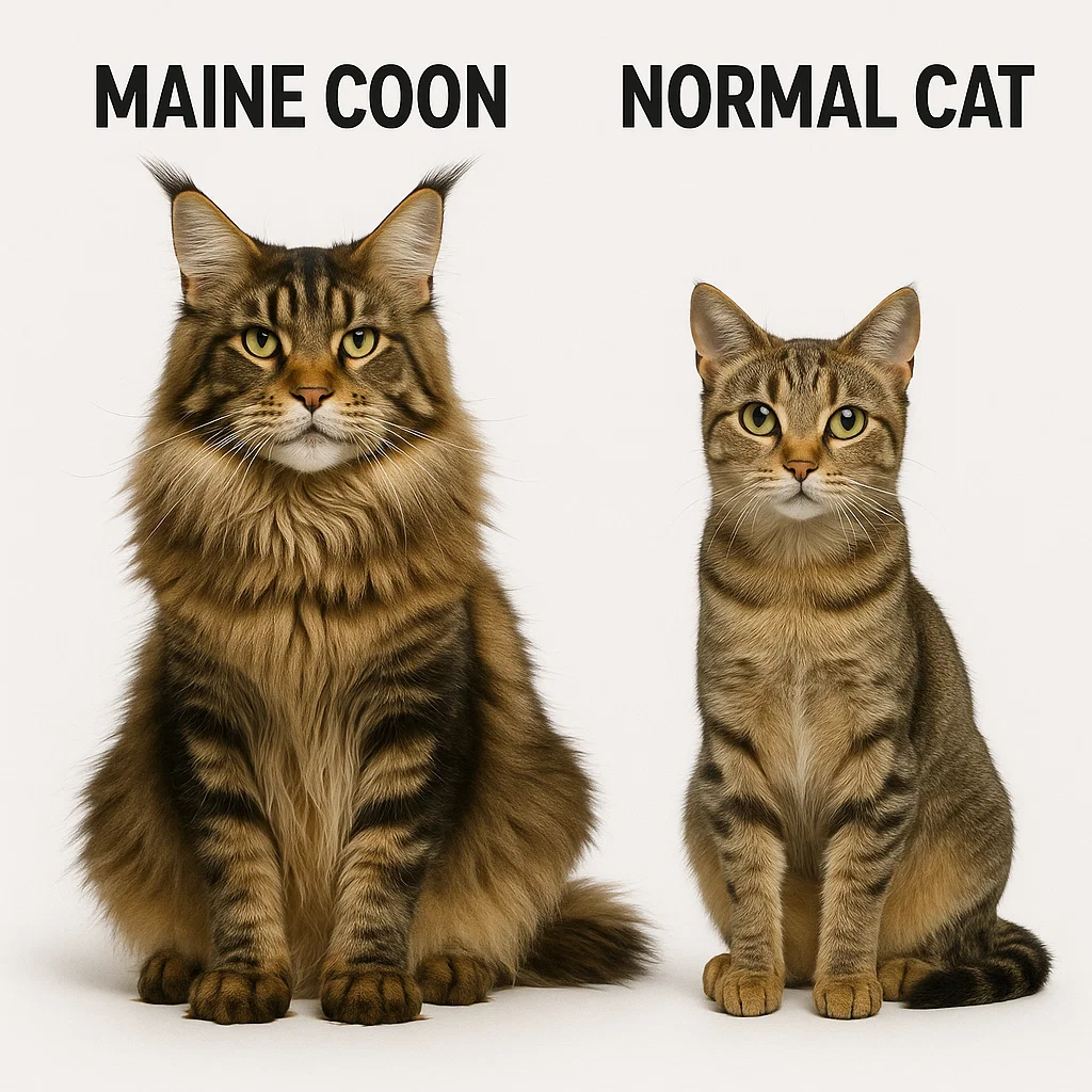 Maine Coon Compared to Normal Cat