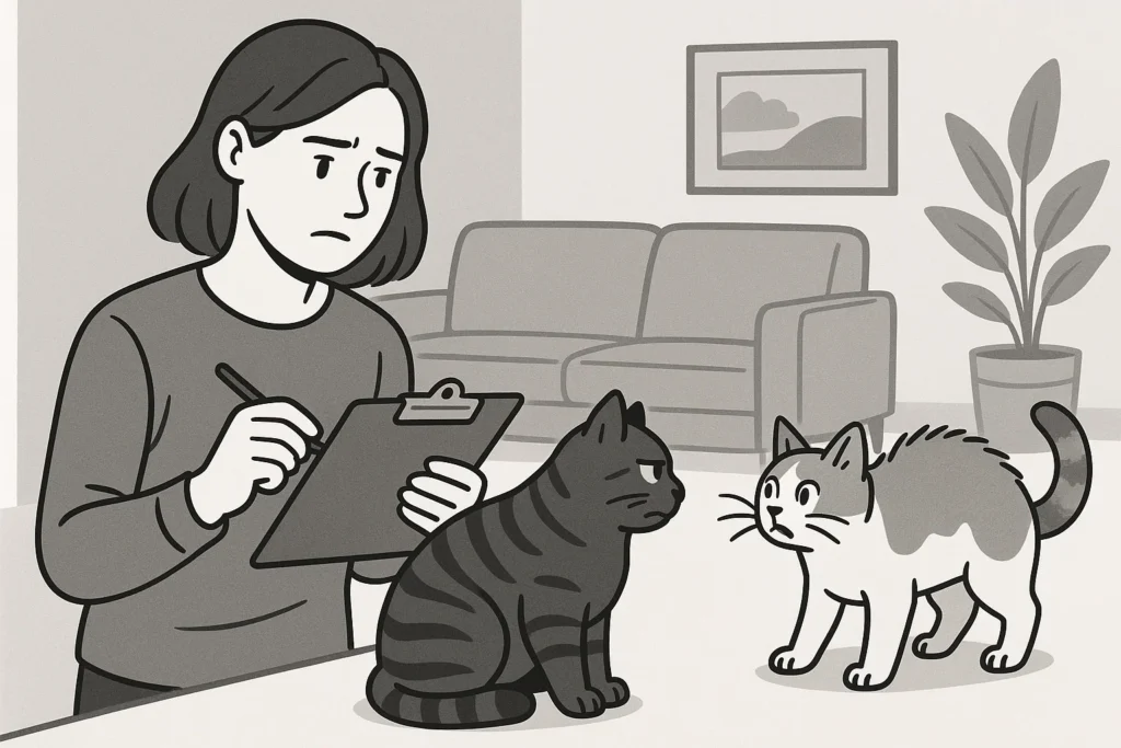 an owner monitoring their cats behaviour