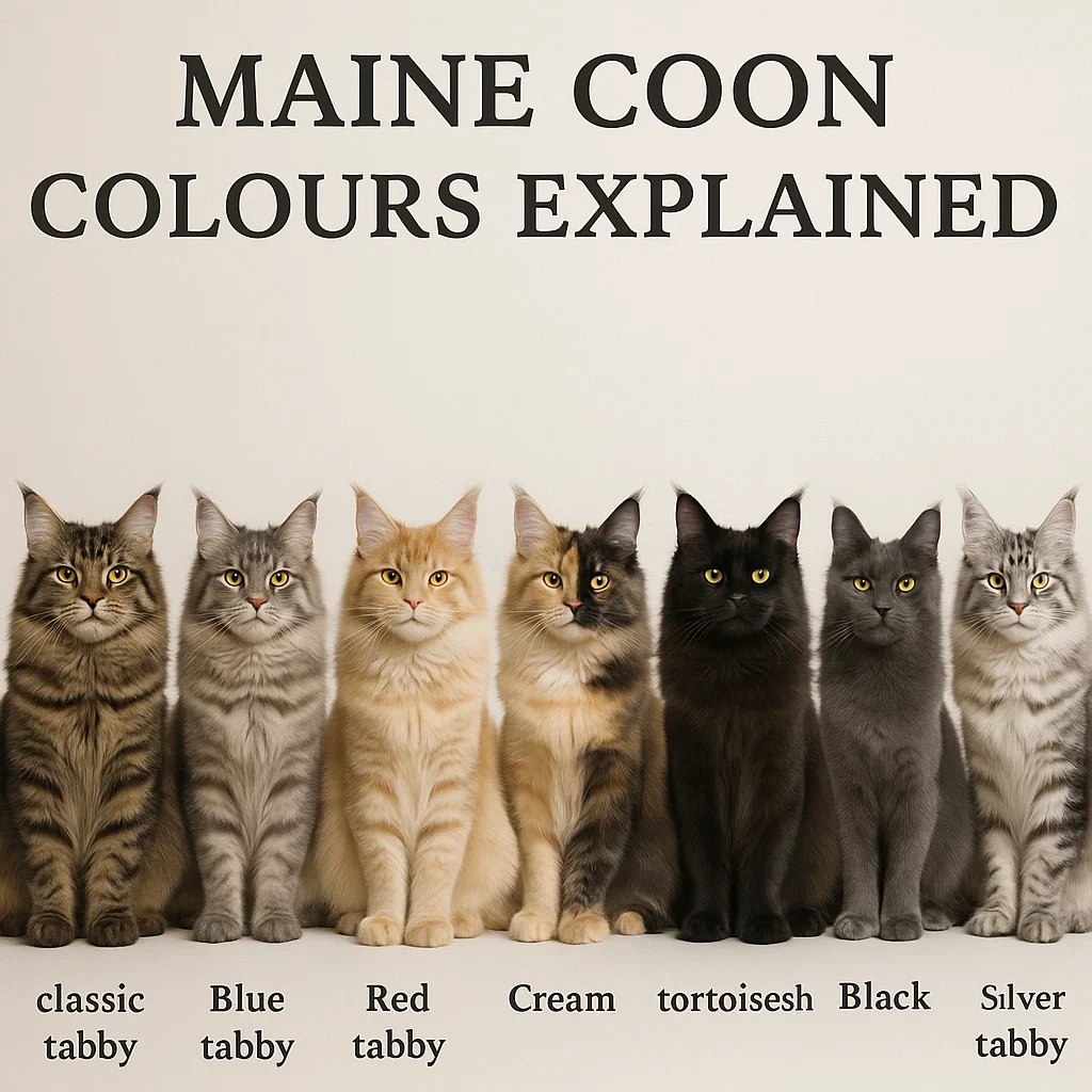 A variety of Maine coon colours