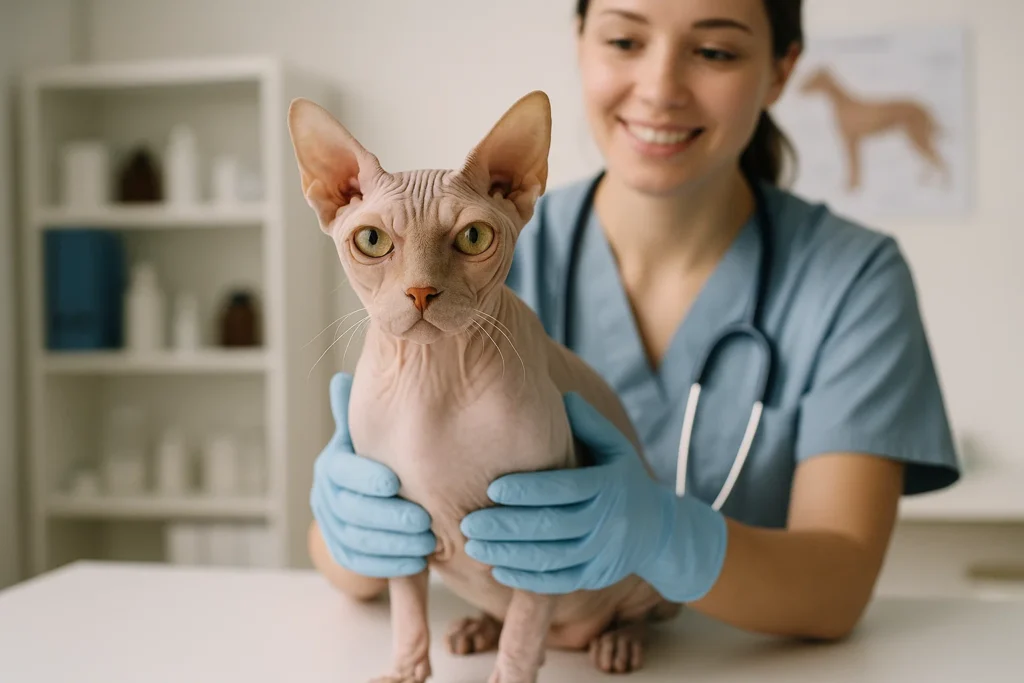 A Sphynx Cat at the vets
