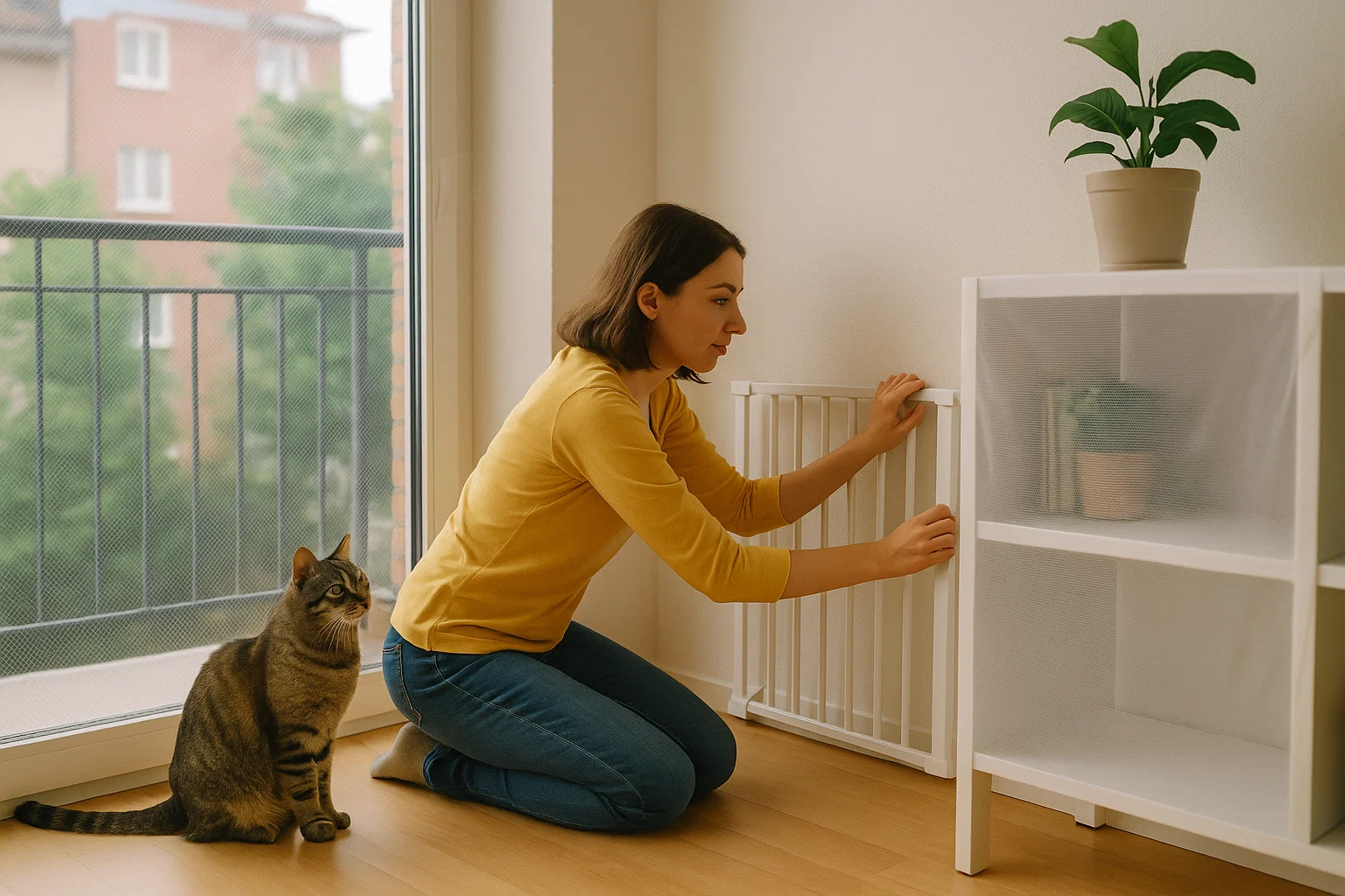 someone cat-proofing their apartment
