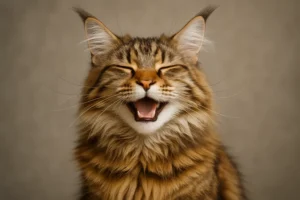 A joyful Maine Coon cat