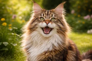 A happy Maine coon cat 