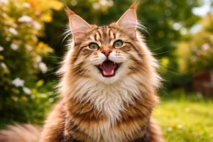 A happy Maine coon cat