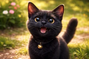 a happy black cat 
