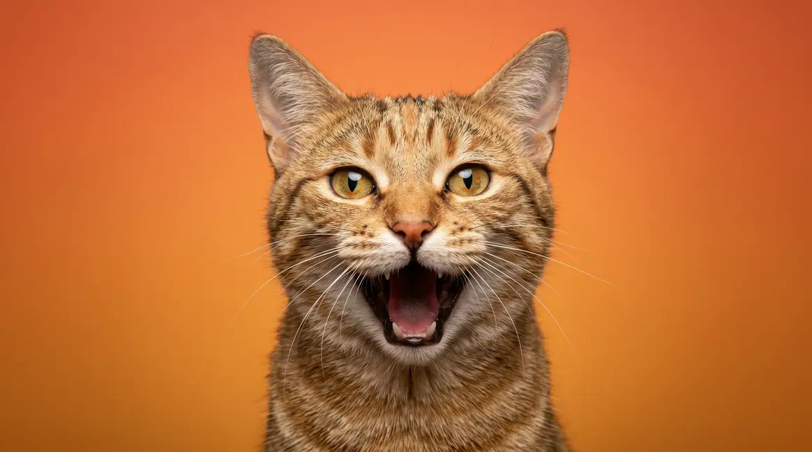 Why is my cat meowing so much — close-up of a cat mid-meow with expressive eyes