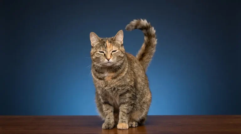 Cat with tail held high demonstrating confident body language — cat behaviour tips guide